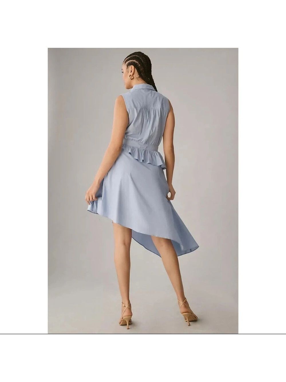 Anthropologie Asymmetrical Sky Blue Dress Size 10 - Picture 6 of 7